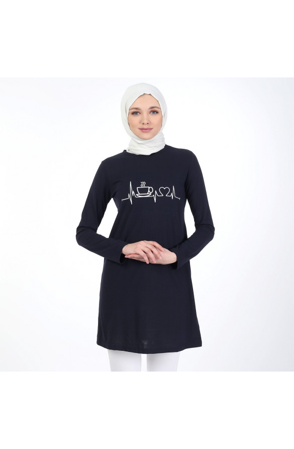 BASKILI BASİC TUNİK 6004 LACİVERT